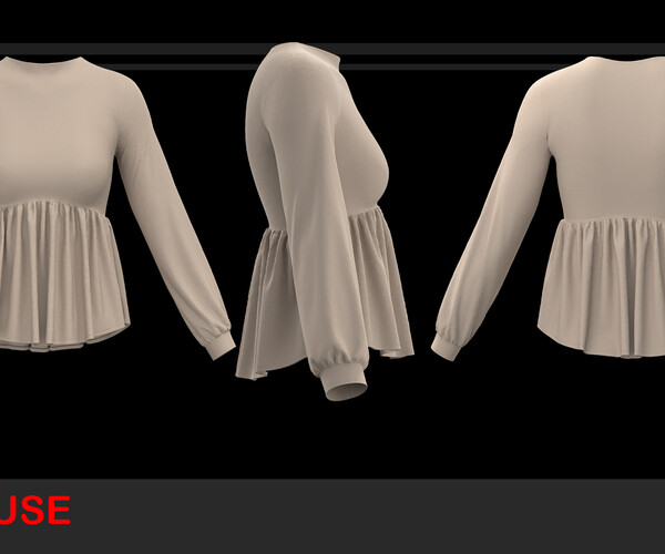 Artstation 5 Female Blouses Pack Clo3d Md Projects Obj Fbx Game Assets