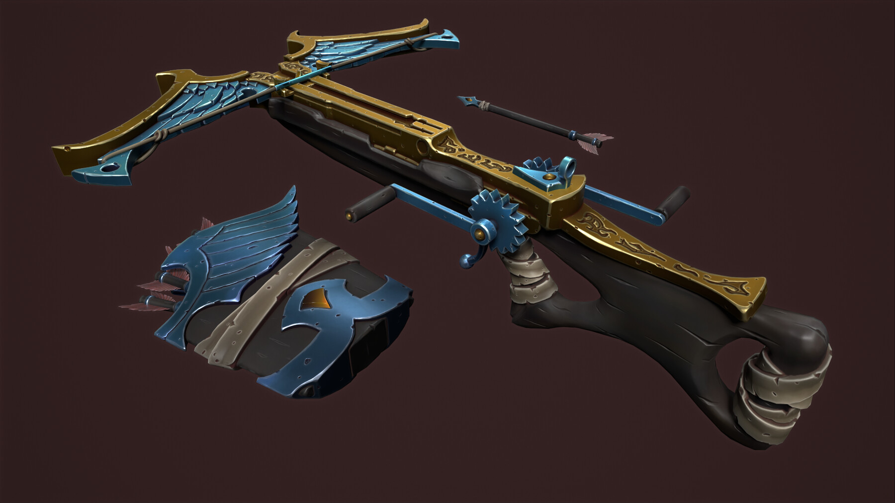 ArtStation Rune crossbow and quiver Game Assets