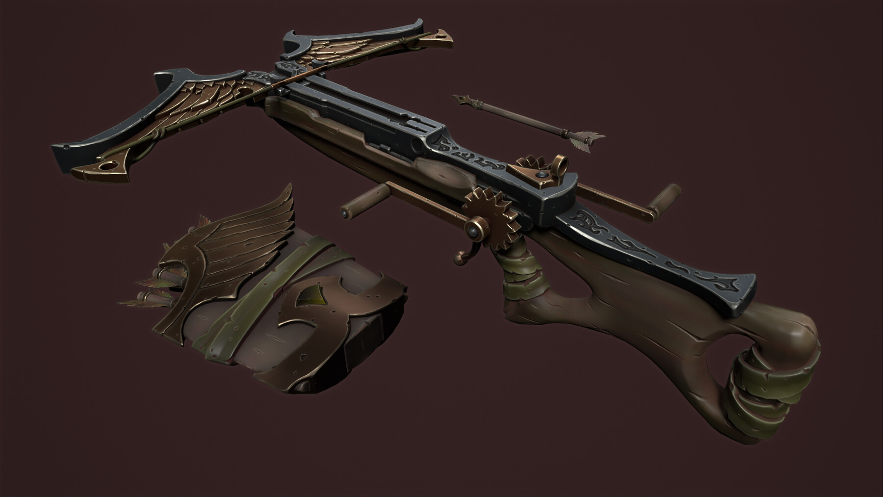 ArtStation Rune crossbow and quiver Game Assets