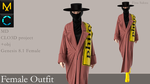 Female Outfit. Marvelous Designer / Clo 3D project +obj