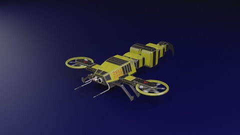 Hornet Drone Sci-Fi LowPoly Gameready 3D model Low-poly 3D model