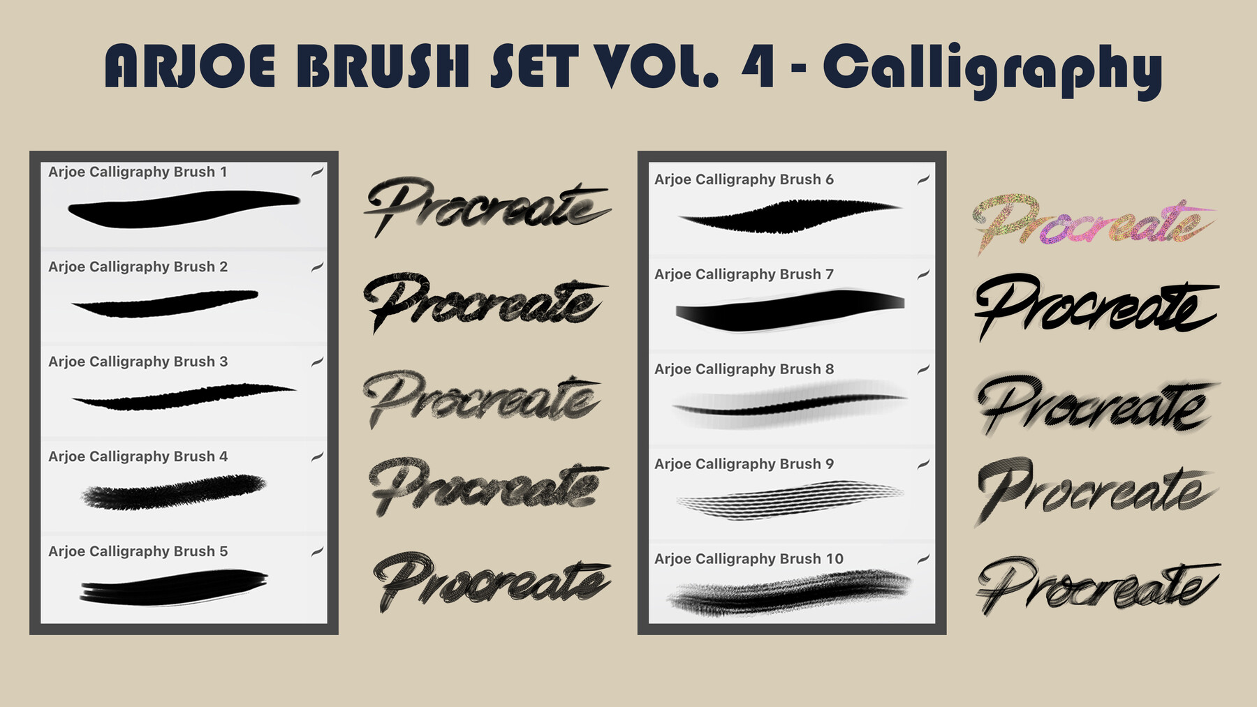 Arjoe Brush Set Calligraphy brush for PROCREATE