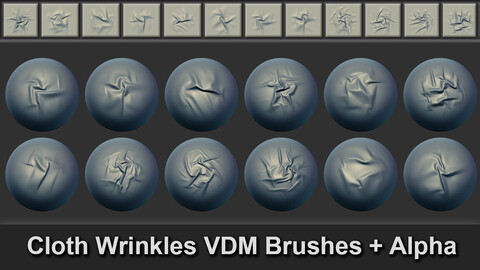 Cloth Wrinkles VDM Brushes  + Alpha Vol. 1