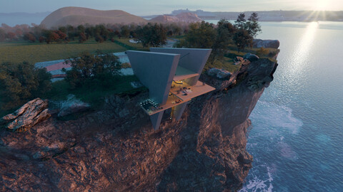cliff mountain  beach house modern architecture