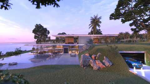 modern beach villa revit vray 3dmax