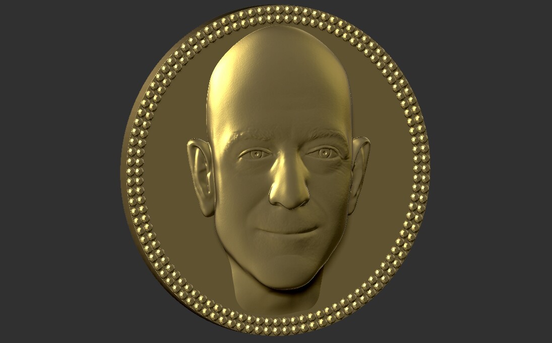 ArtStation - Jeff Bezos medallion pendant 3D printing ready stl obj ...