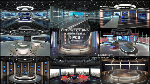 Virtual TV Studio Sets - Collection Vol 13 - 9 PCS DESIGN