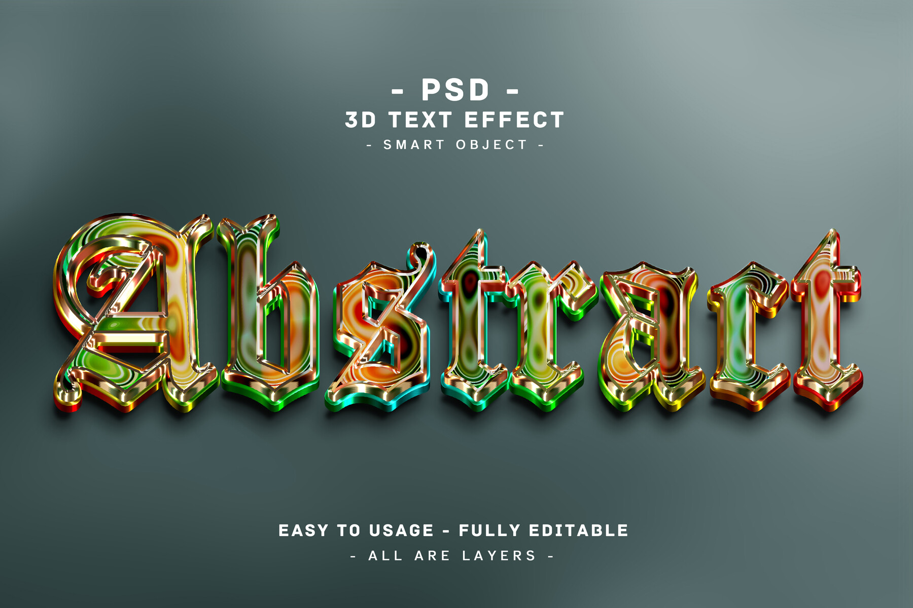 ArtStation - 10 pack 3d abstract colors text style effect for photoshop ...