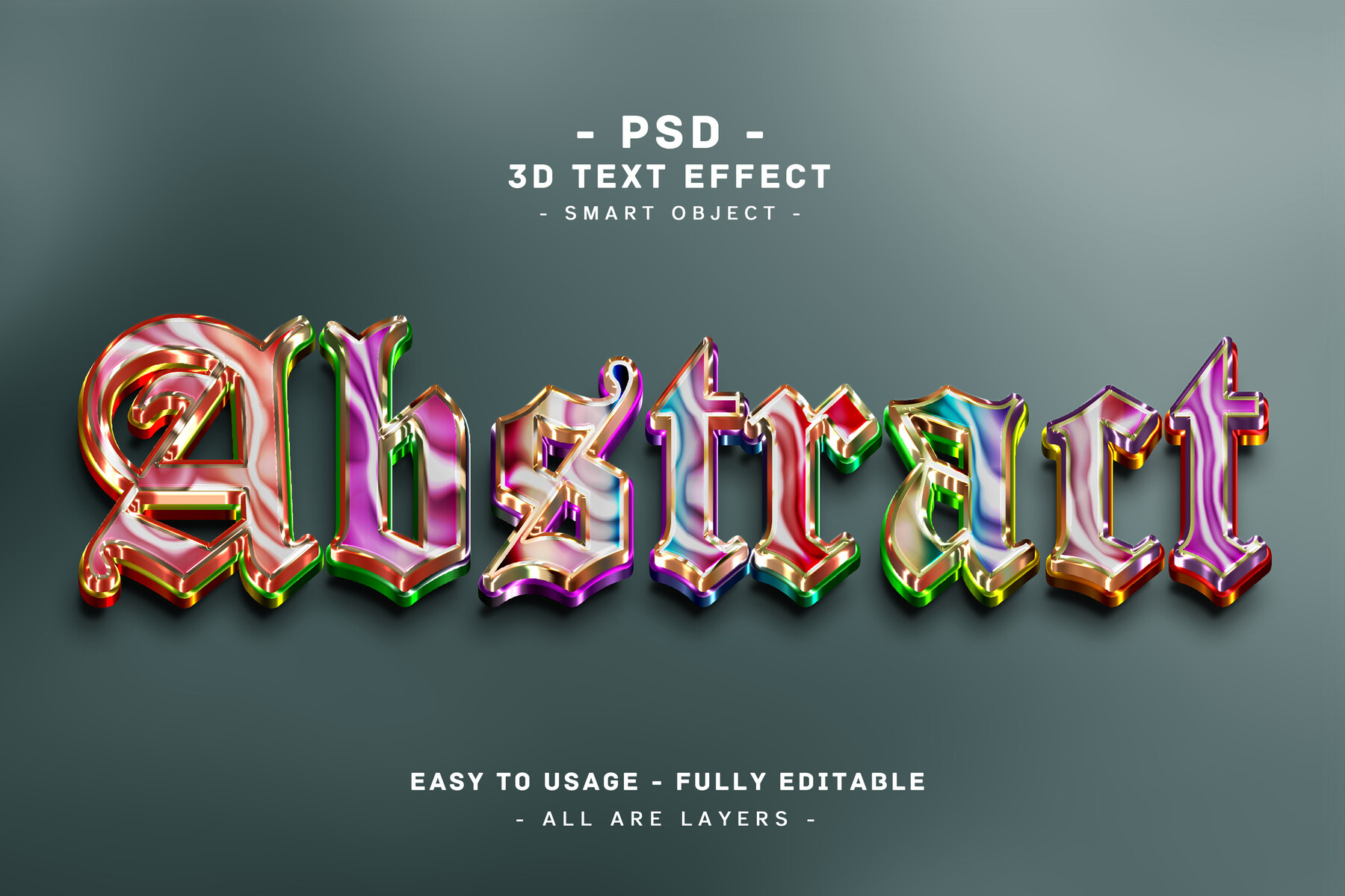 ArtStation - 10 pack 3d abstract colors text style effect for photoshop ...