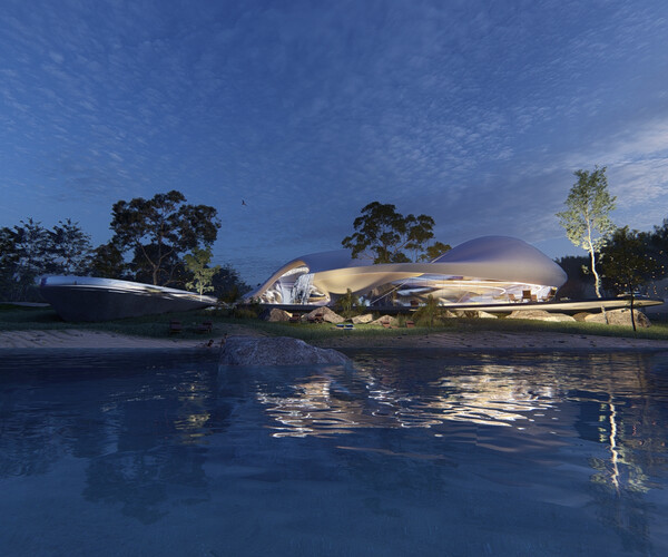 ArtStation - organic form beach villa architecture 3d model revit ...