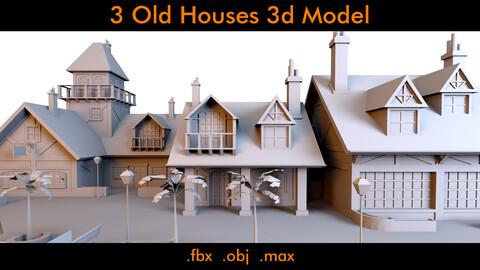 3 Old Houses- 3d Model