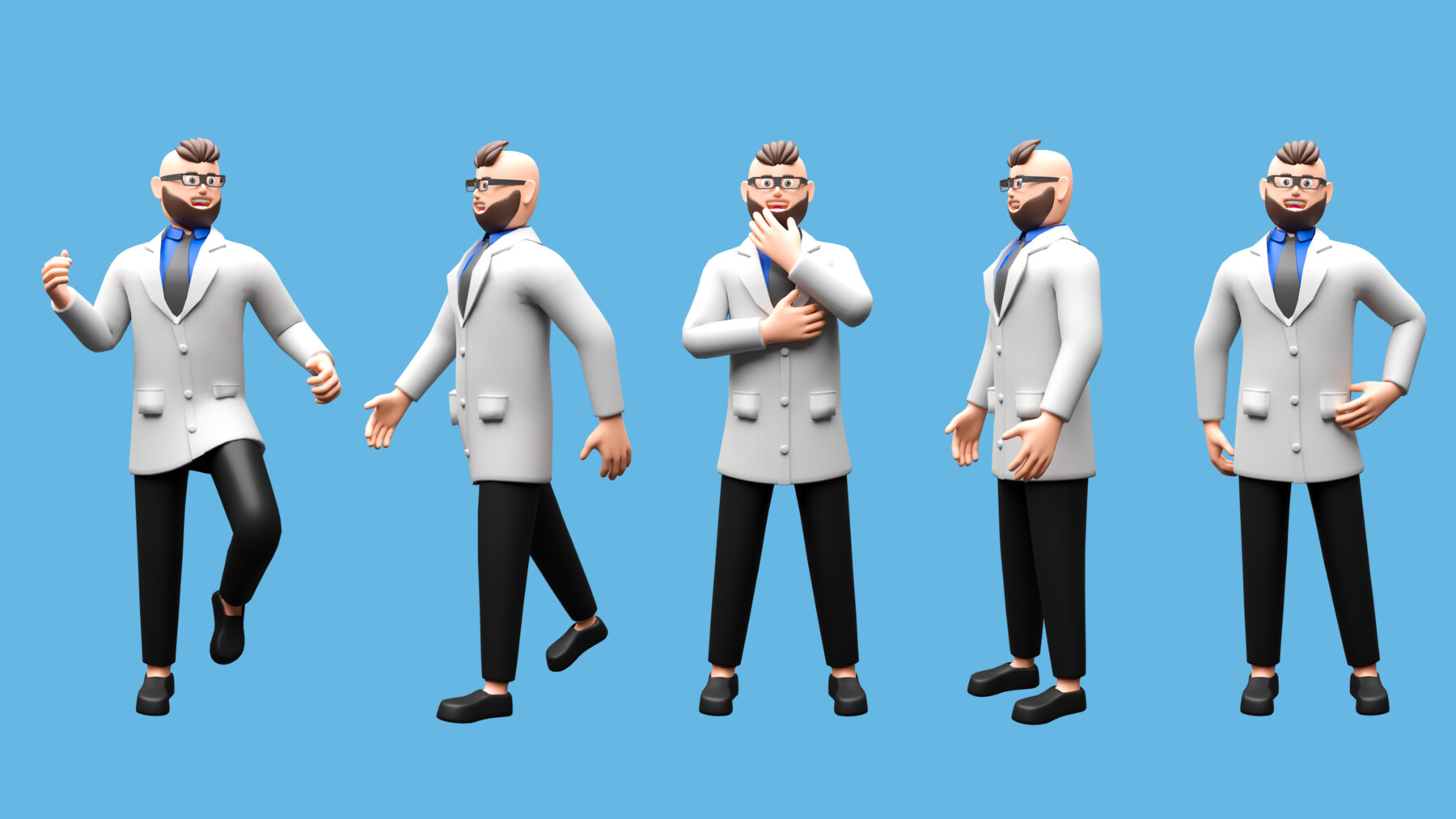 ArtStation - Cartoon characters 3 professions Low-poly 3D model | Game ...