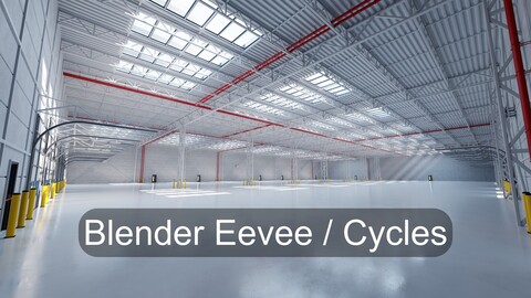 Large modern warehouse for Blender Eevee and Cycles