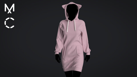 Hoodie Dress/Marvelous Designer/Clo3D+OBJ