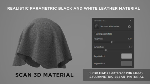 REALISTIC PARAMETRIC BLACK AND WHITE LEATHER MATERIAL