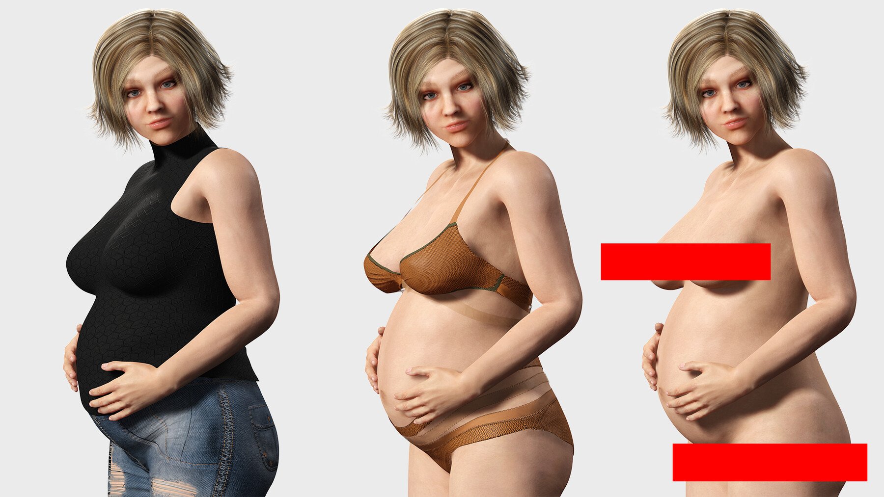 ArtStation - pregnant woman naked and clothed | Game Assets