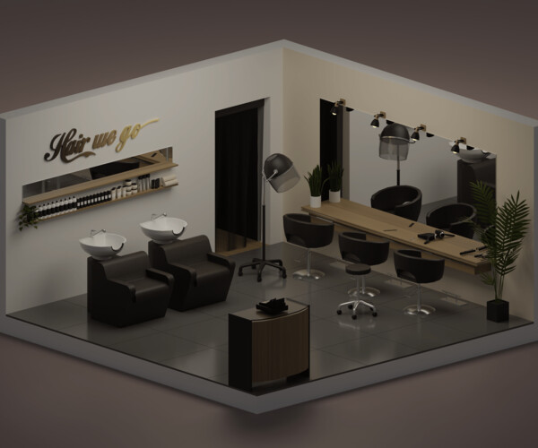 ArtStation Hair salon Game Assets