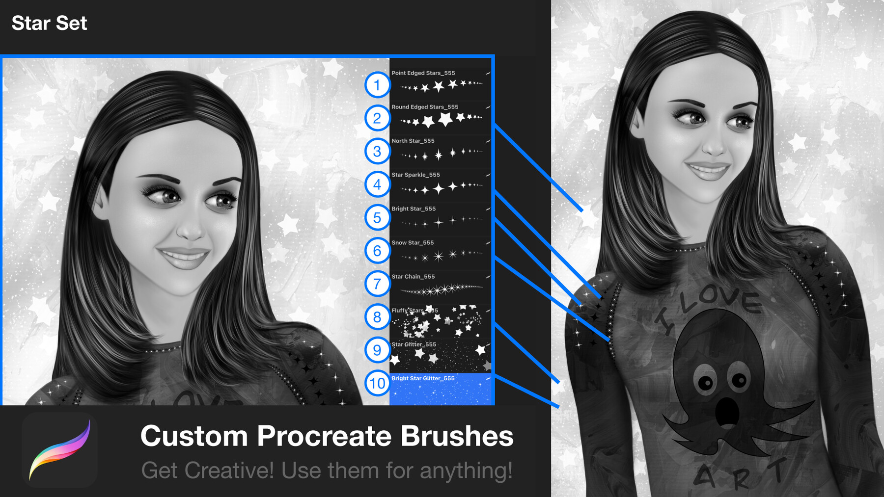 Snowflake Stamps: 55 Beautiful Procreate Brushes For Christmas