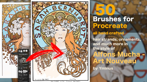 Procreate Brushset Alfons Mucha - Art Nouveau