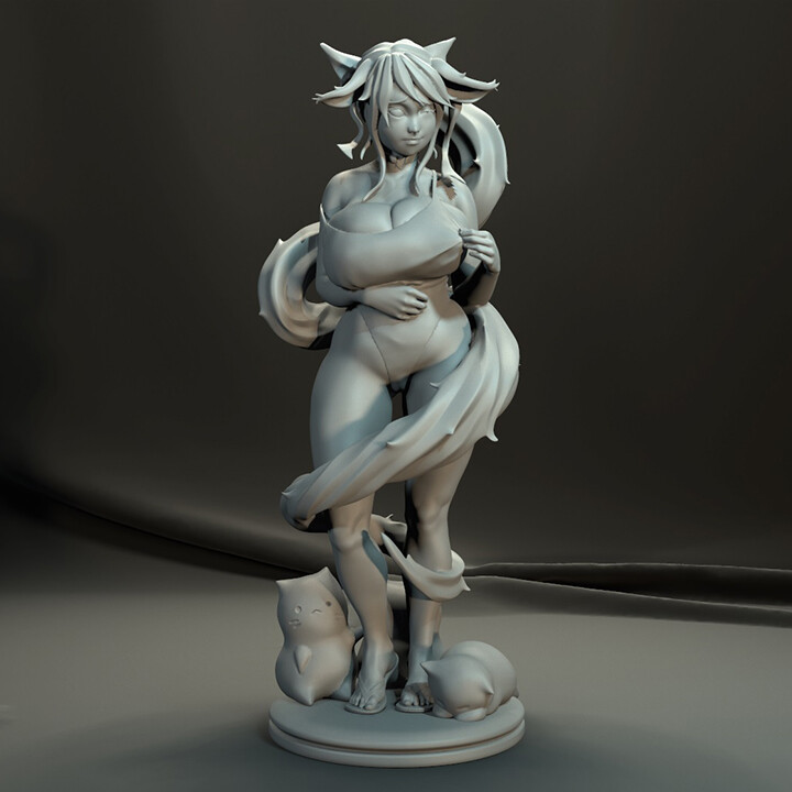 ArtStation - 3D SWIMSUIT ANIME GIRL STATUE SEXY PLUS SIZE CAT | Resources