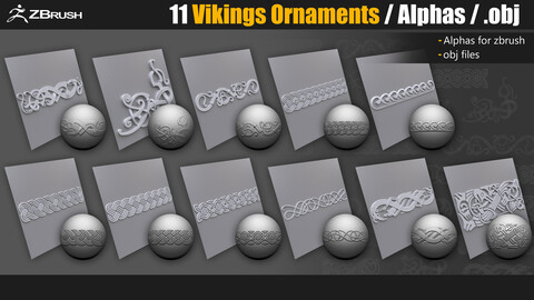 11 Vikings Ornaments Alphas and OBJ