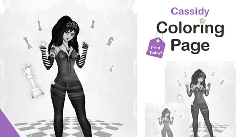 Printable Grayscale Coloring Pages for Adults | Queen Chess Player Coloring Pages