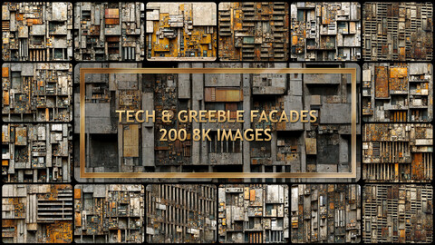 Tech &  Greeble Facades | 200 Seamless 8k Images