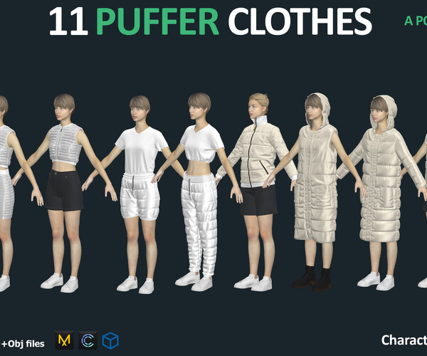 ArtStation - 11 PUFFER CLOTHES PACK / Marvelous Designer / Clo 3D ...