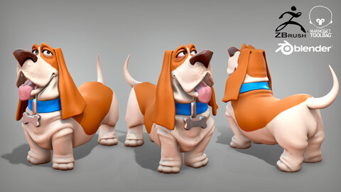 Cartoon character dog Basset hound base mesh