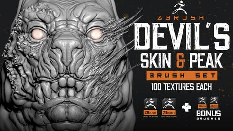 Devil's Skin & Peak Brush Set: ZBrush Sculpting & Texture Brush Set