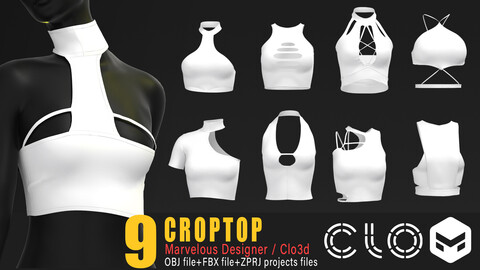 9 Croptop Vol1 / Marvelous & Clo3d / FBx / OBJ