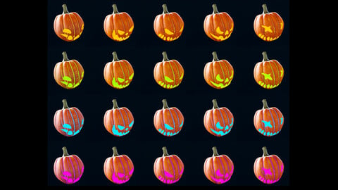Halloween Pumpkin Head 01-05  Game Ready - Textured PBR - Collection / Bundle / Pack