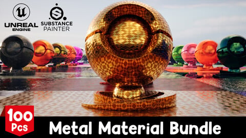 100 Metal Material Bundle For UE5 / 30 Pbr Texture & Smart Material