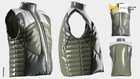 Streetwear Vest Puffer #005 - Clo 3D / Marvelous Designer + OBJ / DIGITAL FASHION / HYPEBEAST / FUTURE FASHION