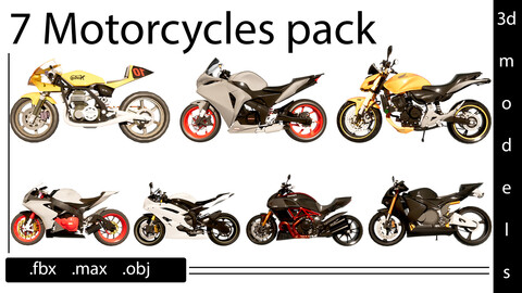 7 Motorcycles- 3d models-max/ fbx/ obj