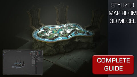 Blender 3  Stylized Map Room 3D Environment Complete Model & Guide