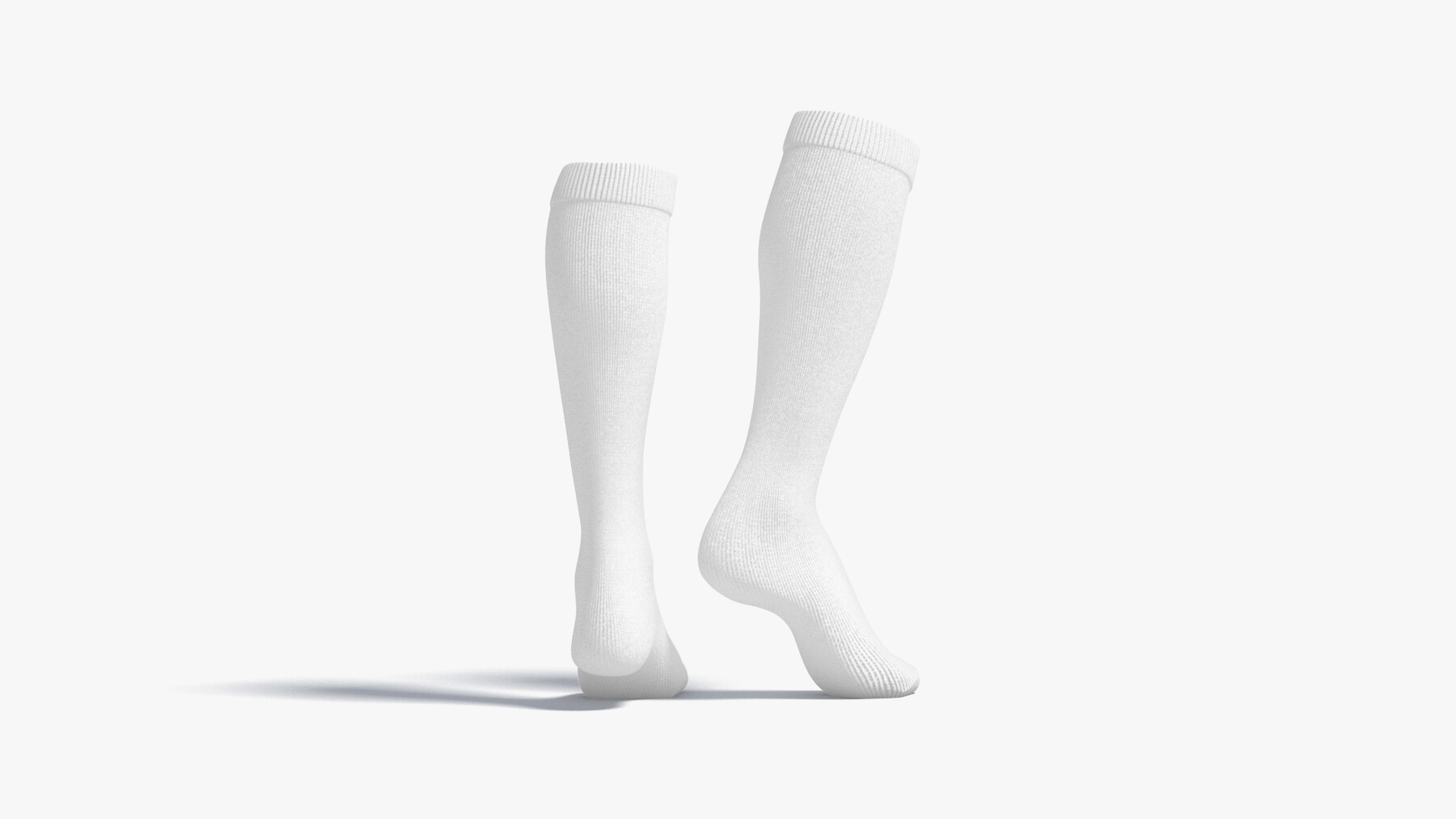 ArtStation White Knee High Socks stand on tiptoe fabric sox pair
