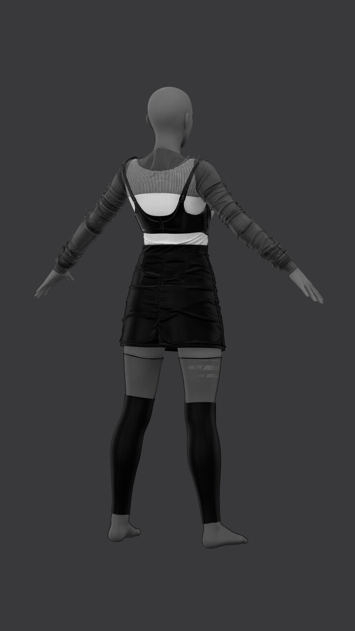 ArtStation - LEATHER SKIRT SET: LEATHER SKIRT, BLOUSE, TEE, PANTIES, 2 ...