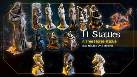 11 Statues_ a Free Horse Statue_ 3d model