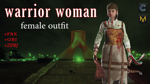 warrior woman (female outfit) +CLO3D and MD (ZPRJ) + OBJ + FBX