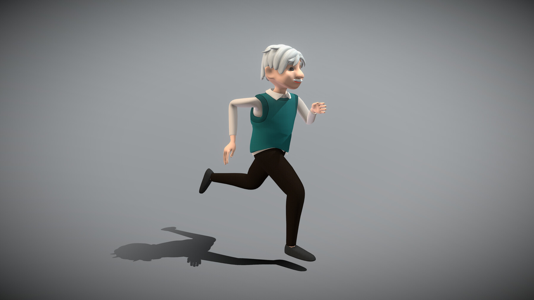 cartoon old man running