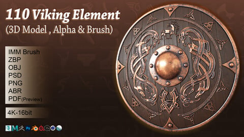 110 Viking element alpha,brush & 3D Model