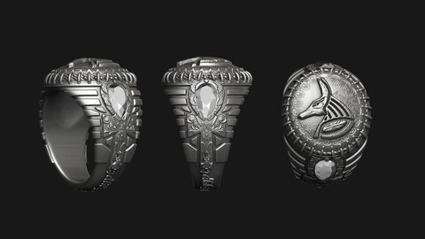 ANUBIS and ANKH SYMBOL - RING FOR 3DPRINTING