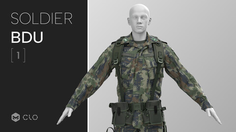 Soldier BDU 01 - Marvelous Designer, CLO 3D