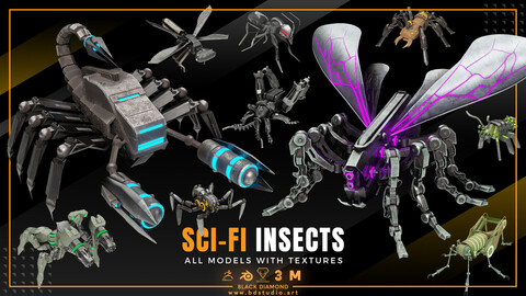 SCI-FI Insects with Textures
