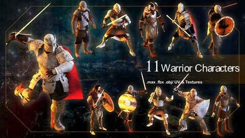 11 Warrior Characters_ 3d model
