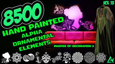 8500 Hand Painted Alpha Ornamental Elements (Master of Decoration 2) - MEGA Pack - Vol 13