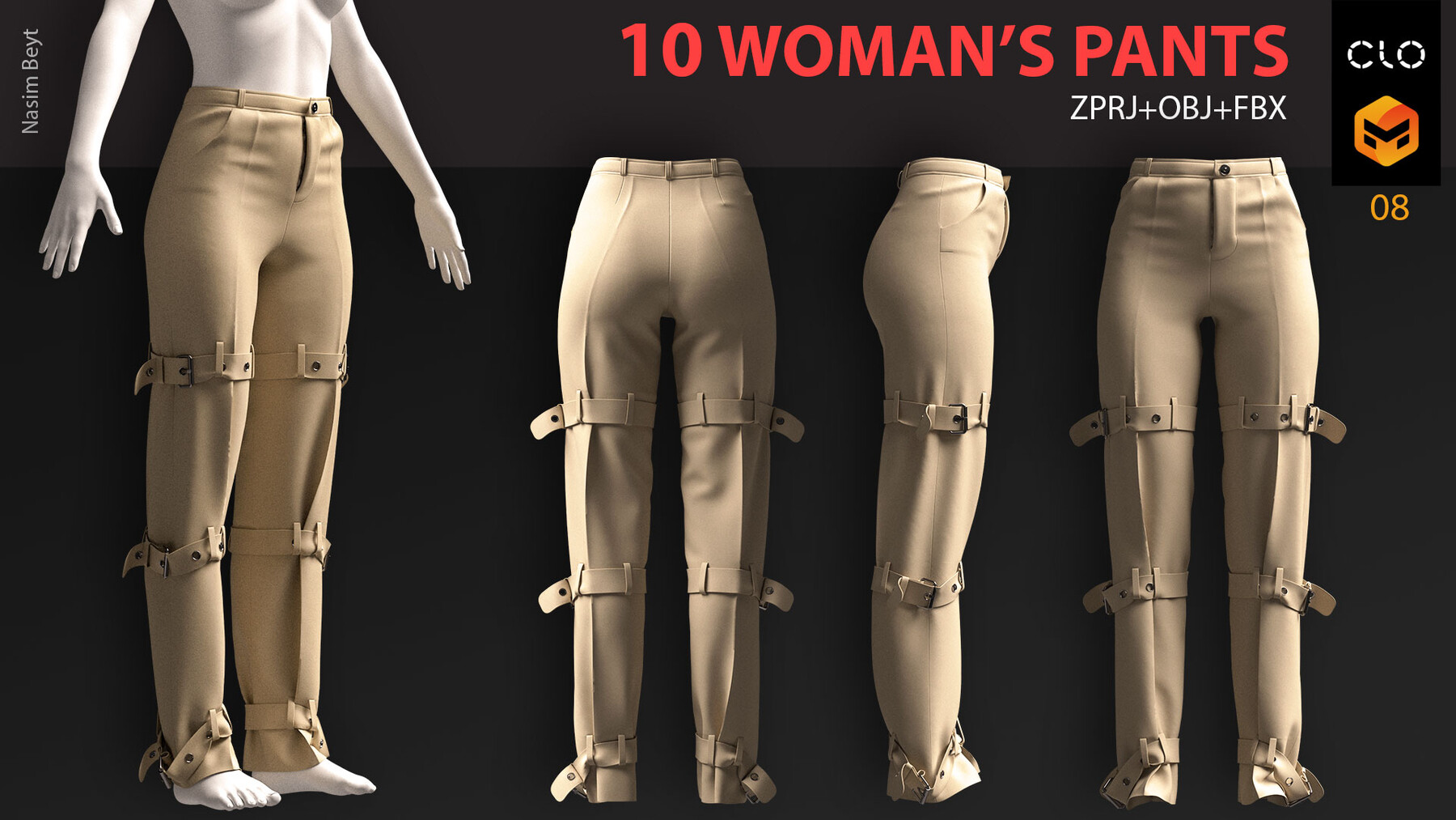 ArtStation - 10 WOMAN'S PANT PACK (VOL.02). Marvelous Designer/Clo3D ...