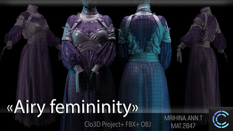 .Airy femininity. Clo3D. Marvelous Designer.