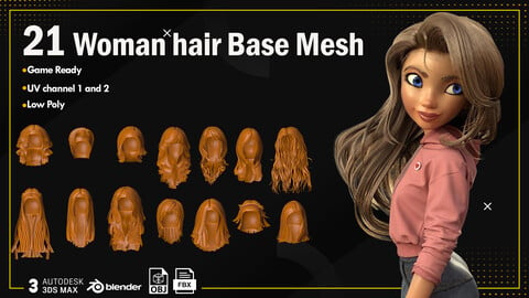 21 Woman hair Base Mesh